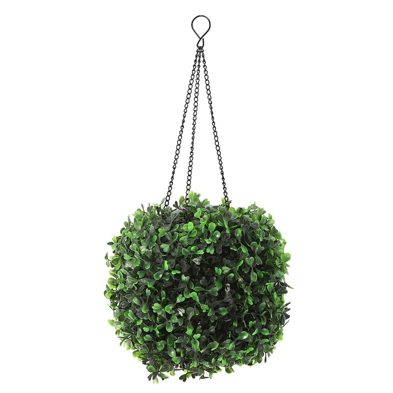 Solar LED Rattan Ball Lights Hanging Simulation Plastic Green Leaves