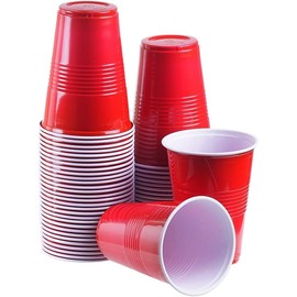 AMD Nexus 50 X 12oz Red Party Disposable Cups - Red Party Cups for Christmas, Garden Party, Weddings, Picnics - Red Solo Plastic Cups Reusable and Recyclable