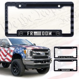 American Flag License Plate Frame Tag Bracket with 3D Raised Stars and Stripes. (Freedom)