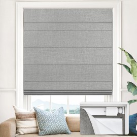 UNISHADES 100% Blackout No Tools No Drill Cordless Roman Shades for Windows, Size 31 3/4" W × 60" H (for Windows 32" W × 60" H) Blackout - Grey