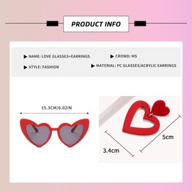 Heart Earrings and heart-shaped glasses, Fashionable and Lightweight Heart Shaped Earrings Heart Earrings for Women Heart Earrings Dangle for Valentine's Day Birthday Gift