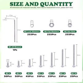 Keadic 1021Pcs M2 7 Sizes Hex Socket Button Head Cap Screws Assortment Kit, 304 Stainless Steel Standard Metric Threaded Hexagon Bolts Screws Nuts Washers Fastener Hardware