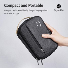 OrgaWise Cable Organiser Bag, Electronics Travel Organizer Accessories, Waterproof Universal Carry Travel Bag for Cords,Chargers Phone, Sd Card,Usbs (Black)