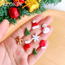 Keoker Christmas Clay Cutters, Christmas Clay Cutters for Jewelry Making, 10 Clay Cutters Shapes Christmas, Christmas Tree Clay Cutter for Earrings (Studs Clay Cutters)