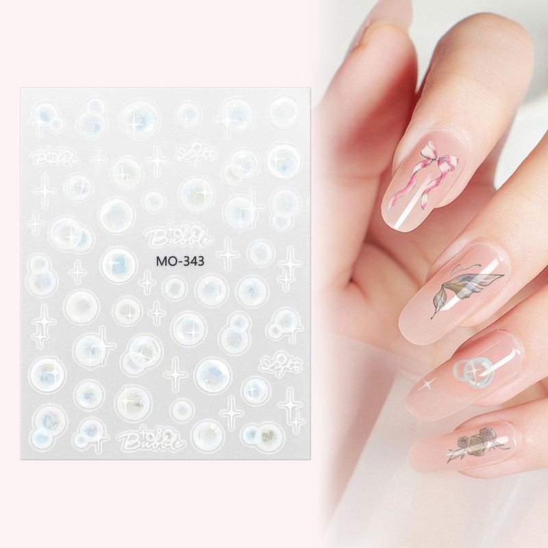 QIUTIMIY 3 Sheets Nail Art Stickers Decals Self-Adhesive 5D Embossed