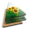 4 x Triangle Coasters - Sunflower Field Flowers Summer Cork
