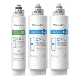 Waterdrop G3 Replacement Filter 1-Year Combo, Pack of 2 WD-G3-CF Filters and 1 WD-G3-CB Filter, Replacement for WD-G3-W, WD-G3P600 and WD-G3P800-W Reverse Osmosis System