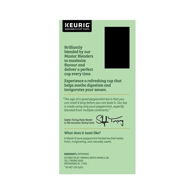 Twinings Pure Peppermint Tea Single Serve K-Cup Pods for Keurig,