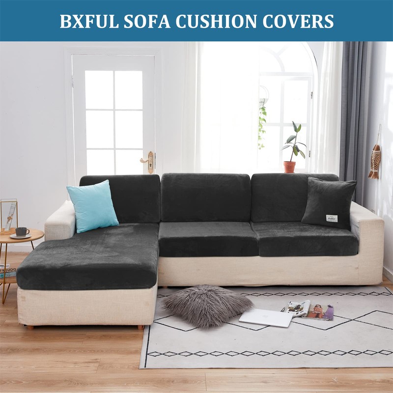 Sofa Cushion Covers, Sofa Cushion Covers Stretchy Velvet Replacement Pillow