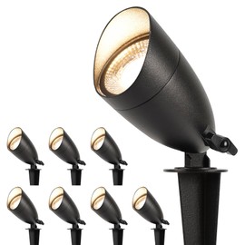 LUTEC 12V Low Voltage Landscape Lighting, Die-cast Aluminum Spot Lights with Connectors, IP65 Waterproof Outdoor Landscape Spotlights, 5W 550LM Warm White 3000K for Tree Garden Yard Pathway, 8 Pack