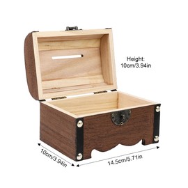 CANCYCC Vintage Wooden Treasure Chest, 14.5 x 10 x 10 cm, Wooden Storage Treasure Chest with Combination Lock, Small Pirate Treasure Chest for Storage and Decoration, for Children's Birthday Treasure