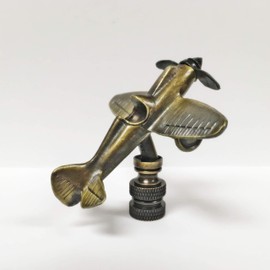 Lamp Finial-Airplane-Aged Brass Finish, Highly Detailed Metal Casting