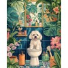 Puppy Standing On Toilet Paint by Numbers for Adults Beginners