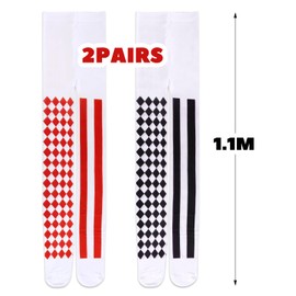 BOFUNX 2 Pairs Women's Tights Striped and Checked Pattern Harlequin Tights for Carnival Theme Party, a