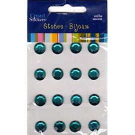 Mark Richards Elements Crystal Stickers 3809Q Self-Adhesive Individual 16-Piece Round Rhinestones Crystal Stickers, 10mm, Aqua