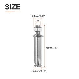 DTGN 3/8" x 3" Hex Nut Sleeve Anchors - 5Pack - Good for Concrete Dry Brick Block Walls - 304 Stainless Steel - Silver