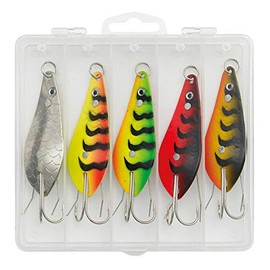 Kinetic WY Herb Blinker Pike Blinker Fishing Set – 5 Pike Baits 25g with Bait Box