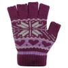 Atania Ladies Fairisle Fingerless Mitten Cap Gloves Purple