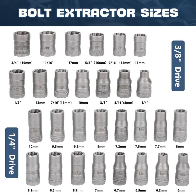 lyrlody Bolt Extractor Set, Socket Wrench Set, Screw Extractor Set,
