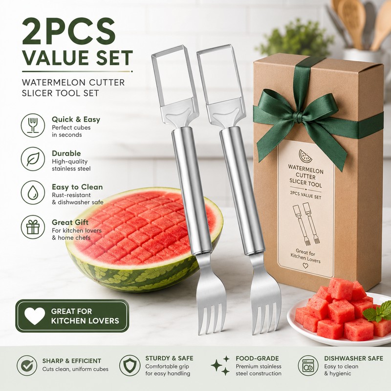 2PCS Watermelon Cutter Slicer for Home Kitchen – Stainless Steel