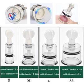 4크기 진공 흡입 부항 컵 강화제 안티 셀룰 라이트 회전 핸들 바디 마사지 캔 [05 Extra Large] 4 Size Vacuum Suction Cupping Cup Enhancer Anti-Cellulite Rotating Handle Body Massage Can [05 Extra Large]