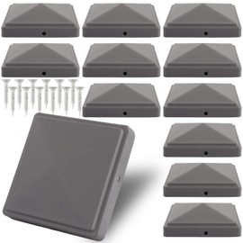 SHUESS 12 Pcs Dark Grey Fence Post Caps 4 x 4 Inch - 102 x 102 mm Fence Post Toppers - Durable and Stylish Post Caps for Enhanced Outdoor Décor - Ideal for Fence Post Protection and Decoration