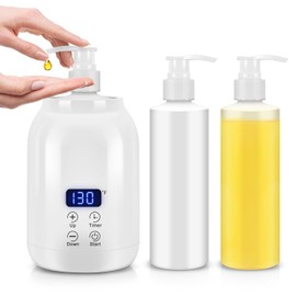 Gugxiom Calentador de Aceite de Masaje, Pantalla LED, Calentador de Loción de una Sola Botella, Calentador de Mesa de Masaje con Control de Temperatura con 2 Botellas de Aceite,