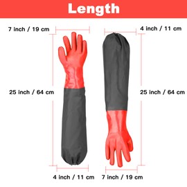 Haiou Pond Gloves, Long Arm Waterproof Gloves,Long Rubber Gloves for Men and Women，61cm/24''-Red