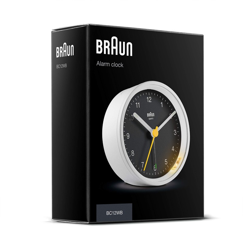 Braun BC12WB Classic Analogue Alarm Clock with Snooze Function and