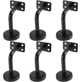 KEILEOHO 6 Pack Handrail Brackets, Stainless Steel Handrail Holder, Wall Mount Stairway Railing Bracket, Black Flat Handrail Bracket Stair Rail Brackets for Guardrail, Staircase, Banister