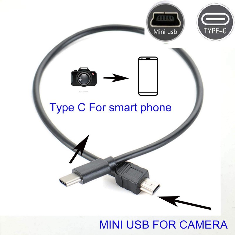 GuangMaoBo OTG Data Cable Type-C to Mini USB Camera