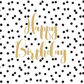 Birthday Napkins Happy Birthday White with Black Dots & Happy Birthday Lettering in Gold 33 x 33 cm Birthday Decoration Birthday Party Table Decoration Birthday (Pack of 20)