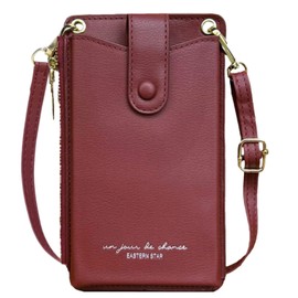 Monlyu Smartphone Pouch, Women's, Smartphone Shoulder, Smartphone Pochette, Shoulder Bag, Mobile Pouch, Diagonal, Vertical, Wallet, Simple, C. Burgundy (Solid)