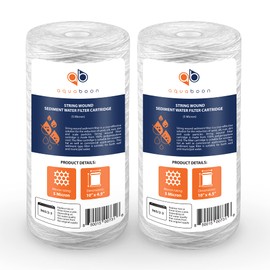 Aquaboon 5 Micron Water Filter 10 x 4.5 inch - String Wound Water Filter for Whole House System - Compatible with 84637, WPX5BB97P, PC10, 355214-45, 355215-45, WP10BB97P, WP5BB97P (2 Pack)