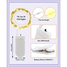 50 Pieces LED Fairy Lights Battery Operated LED String Lights Flexible String Lights 7 Feet 20 LED Fairy Lights Waterproof LED Lights for Christmas Decorations DIY Wedding Bedroom Party (Bright Color)