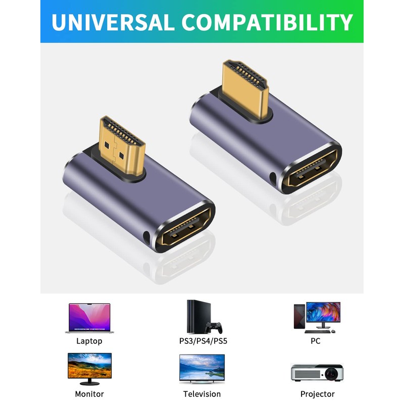Duttek 8K 90 Degree HDMI Adapter, Left & Right Angle