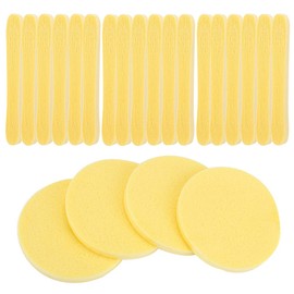 Compressed Facial Sponge PVA Makeup Removal Wash Pads Round Face Cleansing Sponges Cosmetic Remover Spa Exfoliating for Women (60 Ct, Yellow)