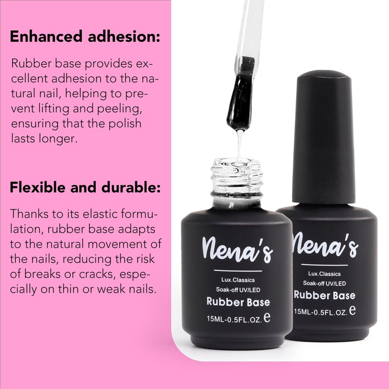 Nena's Elastic RUBBER BASE CRISTAL Coat 15 mL (3-Pack) UV/LED