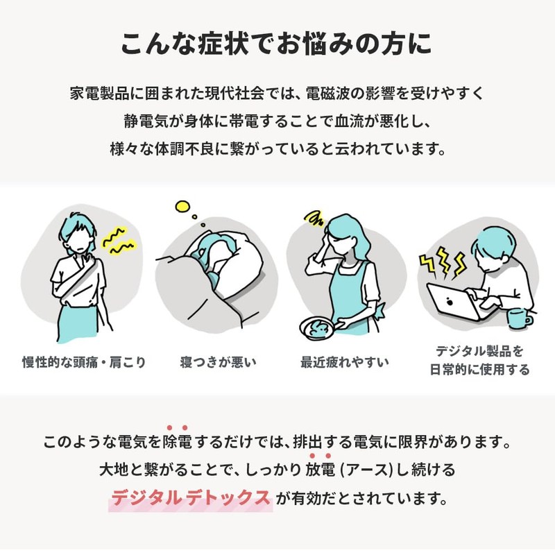 riraku-life Earthing Cotton Sheets (Standard) for Earthing Health Act Connecting