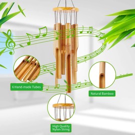 Rdutuok Bamboo Wind Chimes Memorial Gifts - Wood Wind Chime - Large Indoor Outdoor Wooden - 81cm Wind Chimes for Garden, Yard,Patio and Home Décor