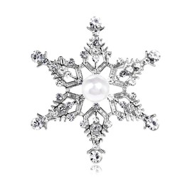 Rhinestone Beads Snowflakes Brooch for Women Cubic Zircon Crystal Star Lapel Pins Christmas Holiday Corsage Clothing Suit Dress Accessories for Christmas Party, Metal, Cubic Zirconia
