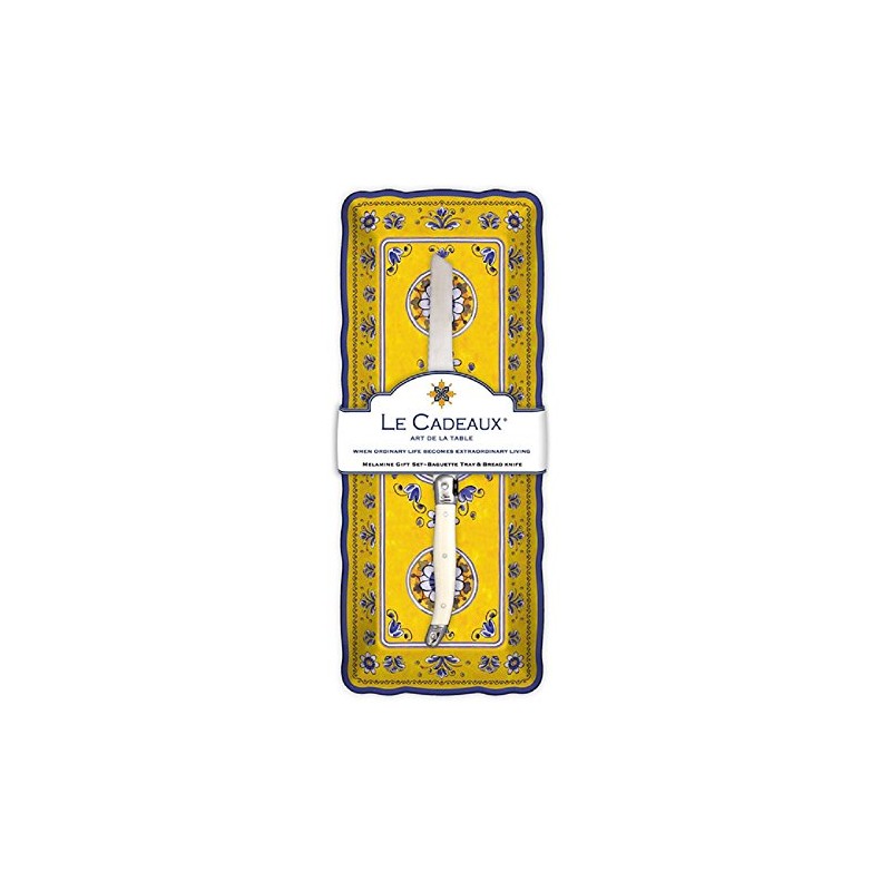 Le Cadeaux Benidorm Melamine Baguette Tray and Laguiole Bread Knife