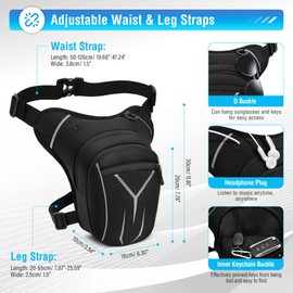 Beintasche Motorrad für Herren Damen VOBUKE Wasserdicht Beinbeutel Taktische Tasche Multitaschen Sport Gürteltasche Reflektierende Abnehmbare Beingurte Hüfttasche für Wandern Camping Klettern Reiten