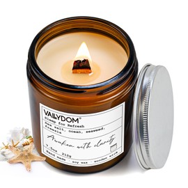 VALLYDOM Candles for Home Scented, 7.5oz Scented Candles for Stress Relief & Self-Care, Crackling Wooden Wick, 45hrs Aromatherapy Candle for Men and Women Birthday, Soy Sleep Candle Set