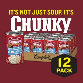 Campbell's Chunky Soup, New England Clam Chowder, 18.8 Ounce Can (Case Of 12)