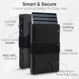 VELANORI Mens Black Aluminum Slim Wallet – RFID Blocking Minimalist Card Holder, Space-Grade 6061-T6 Aluminum Pop-Up Wallet with Cash Band, Premium & Durable Design.