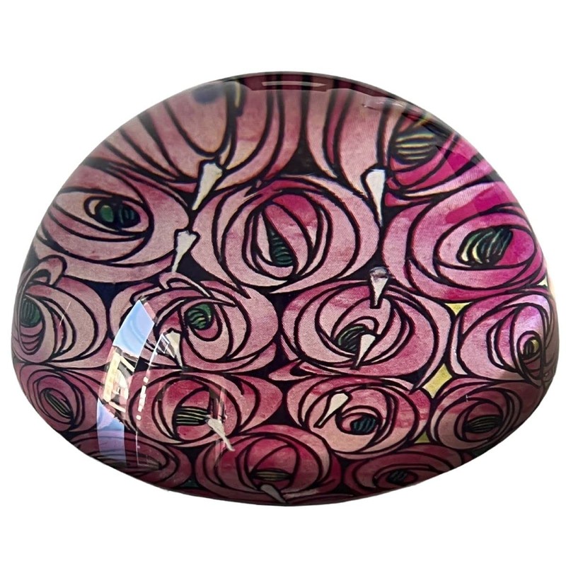 Parastone Museum Collection Domed Glass Paperweight - Mackintosh Roses Design