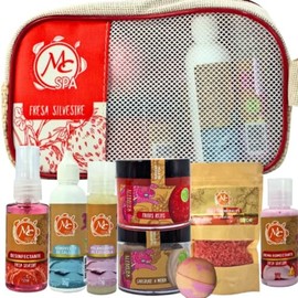 MC Nails Maria Cibeles Set de 9 Artículos para Spa en Casa para Pies Pedicure Kit de Tratamiento Completo de Spa para Pies Color Fresa Silvestre