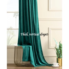 Nemia Peacock Blue Velvet Curtains Thermal Insulated Blackout Curtain for Bedroom Window Living Room Darkening Luxury Vintage 108 Inches Long Heavy Drapes Panels Back Tab Set of 2