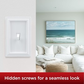 UltraPro Screwless Toggle Switch Wallplate, 1-Gang – Modern Snap-On Cover, Child-Safe, Durable Polycarbonate, Easy DIY Installation, White Coastal, 85751